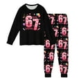 thumbnail image 4 of CUZIBR Girls Boys 67 Tracksuit Night Wear Long Sleeve Heart Graphic Soft Shirt Pants Sleep Clothing Two Piece Outfit For Toddlers Valentines Spring Travel Clothes Tracksuit,Black,6-7 Years, 4 of 4