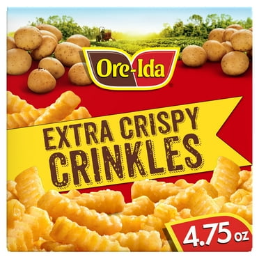Ore-Ida Ready in 5 Extra Crispy Crinkle Cut Fries, French Fried Microwavable Frozen Potatoes, 4.75 oz Box