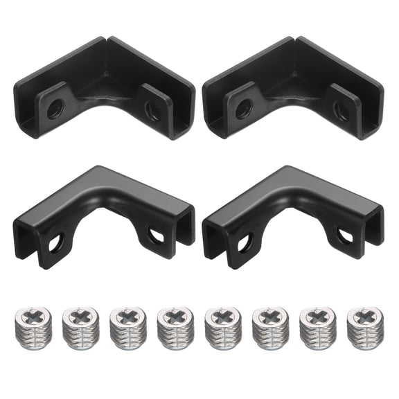 Uxcell 4Pcs Glass Fixing Clip, for 3-7mm L-Shaped (Black)
