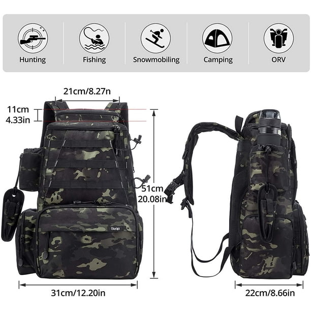 KSCD Fishing Tackle Backpack Outdoor Large Fishing Tackle Bag  Water-Resistant Fishing Backpack with Rod Holder Backpack for Trout Fishing  Outdoor Sports Camping Hiking…… 