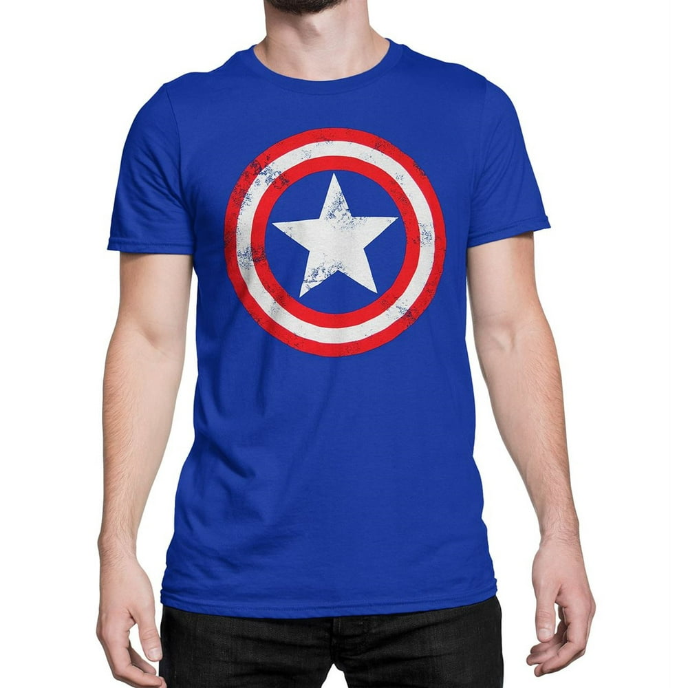 Captain America - Captain America Distressed Shield Royal Blue T-Shirt ...