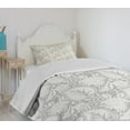 thumbnail image 4 of Ambesonne Grey Quilted Bedspread Set 2 Pcs, Paisley Blooming Flowers, Twin Size, Grey, 4 of 6