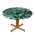 thumbnail image 3 of PIKWEEK Outdoor Picnic Camping and Indoor Kitchen Dining Party Tropical Summer Hawaiian Flower Palm Leaves Seasons Round Tablecloth White, 3 of 8