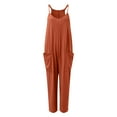 thumbnail image 3 of Baqcunre Women's Solid Pocket Spaghetti Strap V Neck Loose Jumpsuit,Color Brown,Size S-5XL, 3 of 4