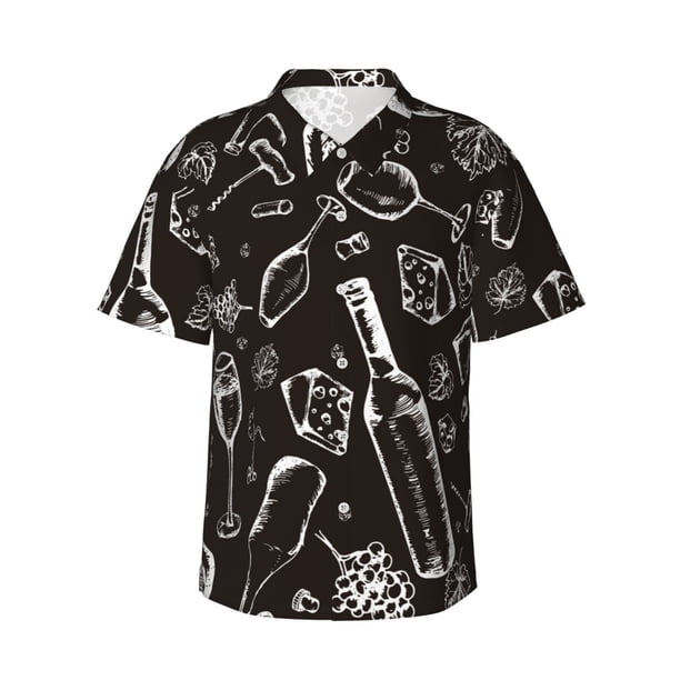 Balery Wine Seamless Camisas hawaianas de manga corta para hombre, camisas playeras de corte holgado, camisas de vacaciones con botones,Medium