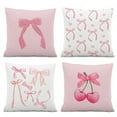 thumbnail image 2 of Uuiauoio 4 pcs Pink Bow Throw Pillow Covers, 18 x 18 Inch Soft Jacquard Cushion Case Decoration for Girl Gift Bedroom Holiday Home Sofa Couch, 2 of 9