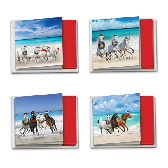 12 Christmas Card Assortment Box Set (4.8 x 6.6 Inch) with Envelopes (4 Designs, 3 Each) Gallops and Greetings MQ5074XSG-B3x4