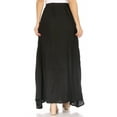 thumbnail image 2 of Sakkas Zarah Women's Boho Embroidery Gypsy Skirt with Lace Elastic Waist Pockets - Black - Plus Size, 2 of 5