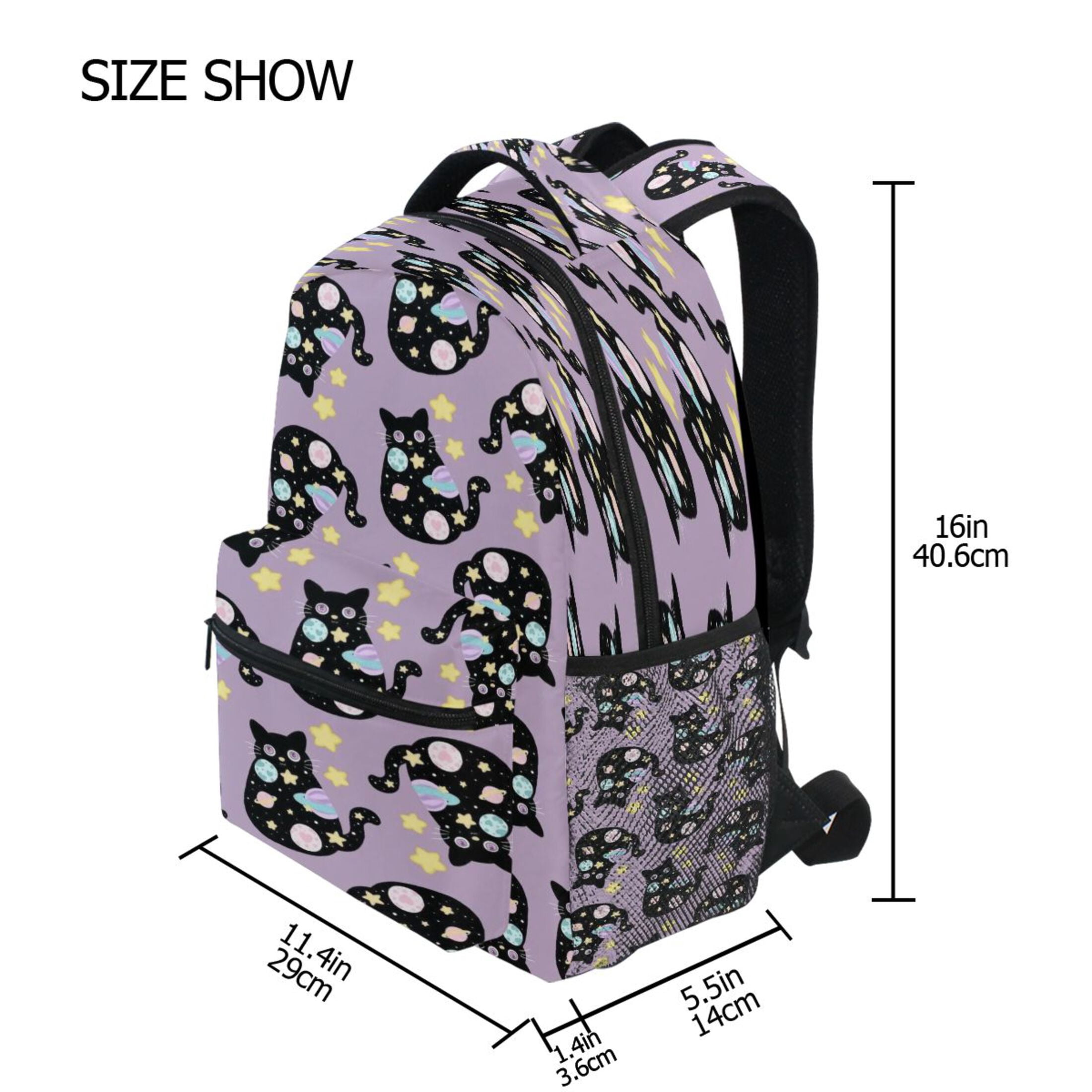 DIXRUYEE Backpack Schoolbag Cats with Spots on Purple Pattern 15L/18L 2-SIZE