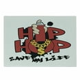 thumbnail image 1 of Hip Hop Cutting Board, Hip Hop Saved My Life Phrase in Grafitti Style with Spray Chain, Decorative Tempered Glass Cutting and Serving Board, Small Size, Vermilion Black Yellow, by Ambesonne, 1 of 1