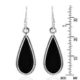 thumbnail image 4 of Classic Teardrop Shaped Simulated Black Onyx Inlaid .925 Sterling Silver Dangle Earrings, 4 of 5