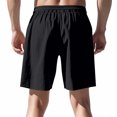 thumbnail image 3 of pstuiky Pantalones cortos de gimnasio para hombre, Pantalones cortos de lino con cintura elástica y botones de color liso para hombre, versátiles y a la moda. Pantalones cortos de baloncesto, 3 of 8