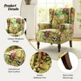 thumbnail image 2 of Upholstered Wingback Armchair Solid Rubber Wood Legs Transitional Home Living Room Bedroom Yellow, 2 of 7