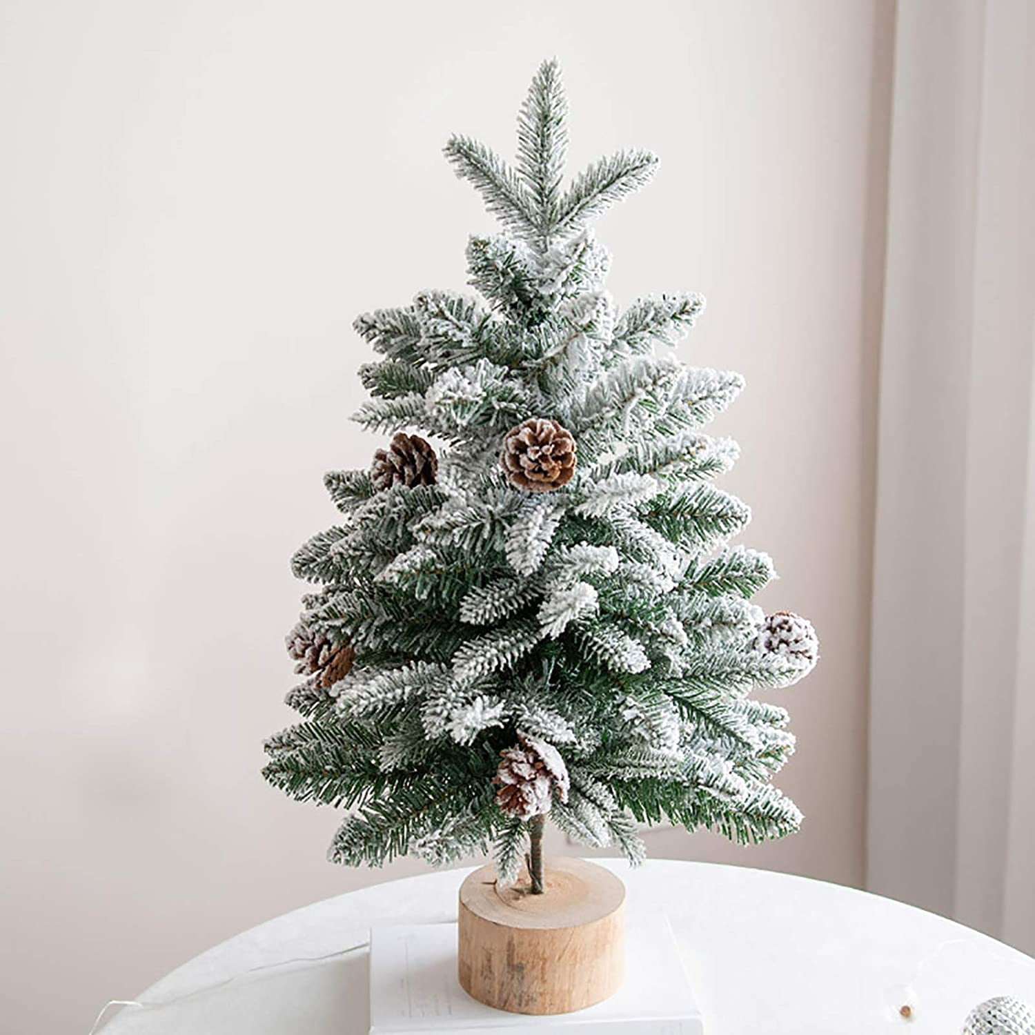Small Snow Flocked Christmas Tree with Pine Cone and Berry with Burlap