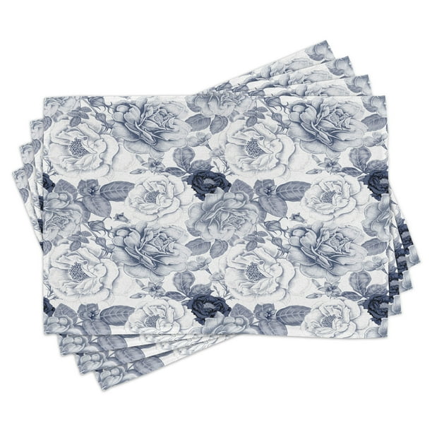 Wonderful shabby chic placemats Shabby Chic Placemats Set Of 4 Garden Spring Roses Buds With Leaves Flowers Romantic Image Artwork Washable Fabric Place Mats For Dining Room Kitchen Table Decor Blue Grey And White By Ambesonne