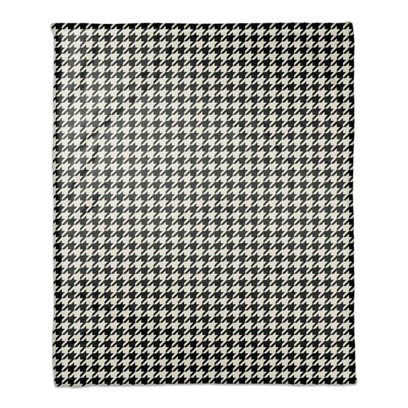 Creative Products Black and White Houndstooth 50x60 Coral Fleece Blanket