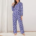 thumbnail image 2 of Honeii Daisies Flowers print Women's Pajama Sets Long Sleeve Button Down Sleepwear Nightwear Soft Pjs Lounge Sets-X-Large, 2 of 7