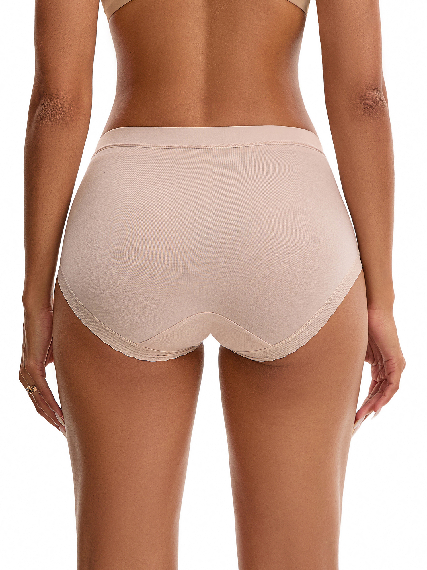 Unique Bargains High Rise Full Coverage Soft Briefs L Beige