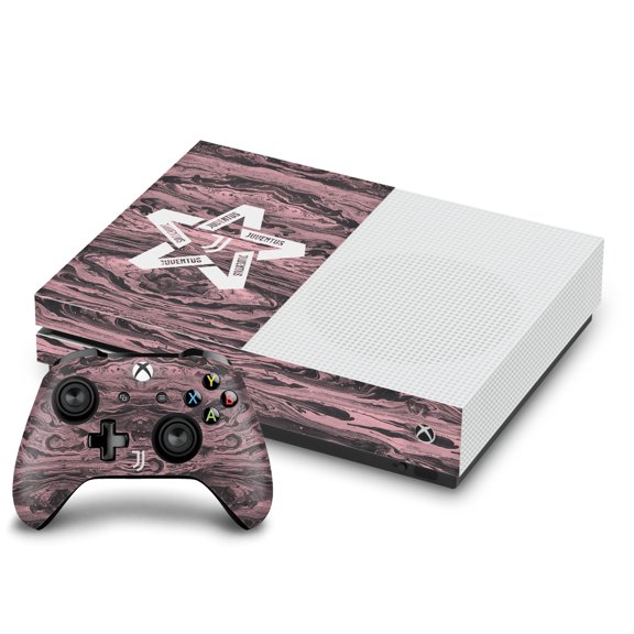 Head Case Designs Officially Licensed Juventus Football Club Art Black & Pink Marble Vinyl Sticker Skin Decal Cover Compatible with Microsoft One S Console & Controller