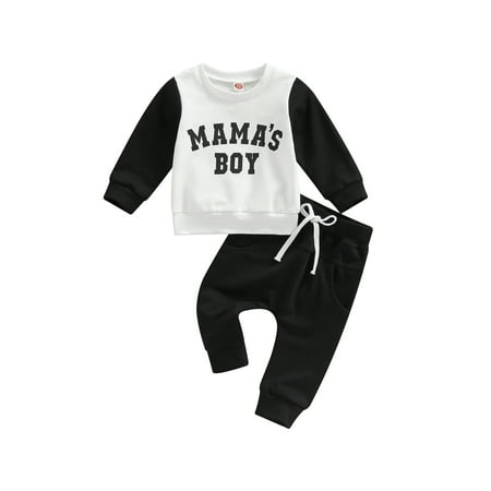 

Ma&Baby Toddler Baby Boy Letter Printed Long Sleeve Sweatshirt Tops Pants 2Pcs Outfits Set