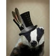 thumbnail image 2 of Fab Funky 15x18 White Modern Wood Framed Museum Art Print Titled - Steampunk Badger in Top Hat, 2 of 4