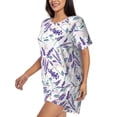 thumbnail image 2 of Fuzoiu Lavender Flowers Print Women's Short-Sleeved Pajama Set,Lounge Sleepwear Set,Womens Pajama Sets 2 Piece,Button-Up Top and Shorts with Pockets-Small, 2 of 7