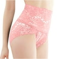 thumbnail image 4 of Ohufall Women's Plus Size Panties Sexy Solid Floral Pattern Lace Underwear High Waist Tummy Control Brief, 4 of 4
