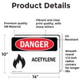 thumbnail image 2 of (2 Pack) Acetylene OSHA Danger Sign 14 Inch X 10 Inch Vinyl Label Decal Sticker Weather Resistant, UV Protected for Workplace, Business, and Construction Site, Made in the USA, 2 of 7