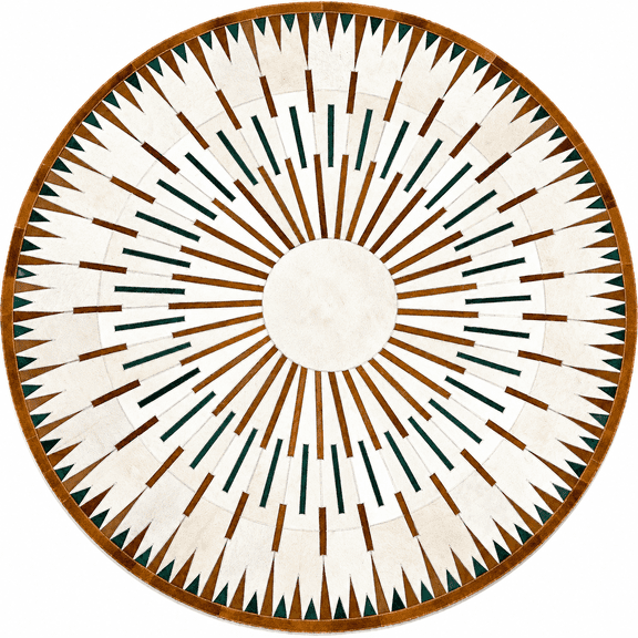 Eclatique Rug Modern Rug Radial Geometry White Wool Hide Rugs, 3 x 3, Non-Slip Backing