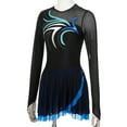 thumbnail image 5 of Miutii Womens Shiny Rhinestones Figure Ice Skating Dress Long Sleeve Roller Skating Lyrical Dance Blue Green XXL, 5 of 8