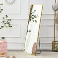 thumbnail image 6 of BSHTI Aluminium alloy Metal Frame Wall Mounted Full Body Mirror ,Bathroom Vanity Mirror, Bedroom Home Porch, Decorative Mirror, Clothing Store, Floor Mounted Large Mirror,.Golden 63"*20", 6 of 17