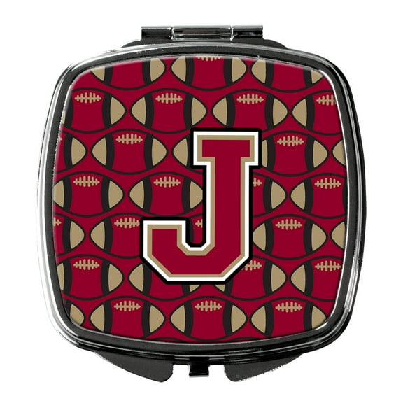 Letter J Football Garnet and Gold Compact Mirror