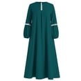 thumbnail image 2 of IBTOM CASTLE Muslim Abaya Dress for Women Casual Sequin Sundress Solid Dubai Kaftan Robe Party Long Sleeve Islamic Prayer Clothing S Green, 2 of 8