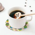 thumbnail image 5 of Lsque Cute Cartoon Cactus Pattern 4" Drink Coasters Set of 4, PVC Leather Absorbent Coasters, Table Coaster Set Decorative Coffee Cup Coasters Housewarming Gift -Round Shape, 5 of 6