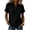 01#Black, variant on Women's Linen Short Sleeve V Neck Button Tunic Blouse