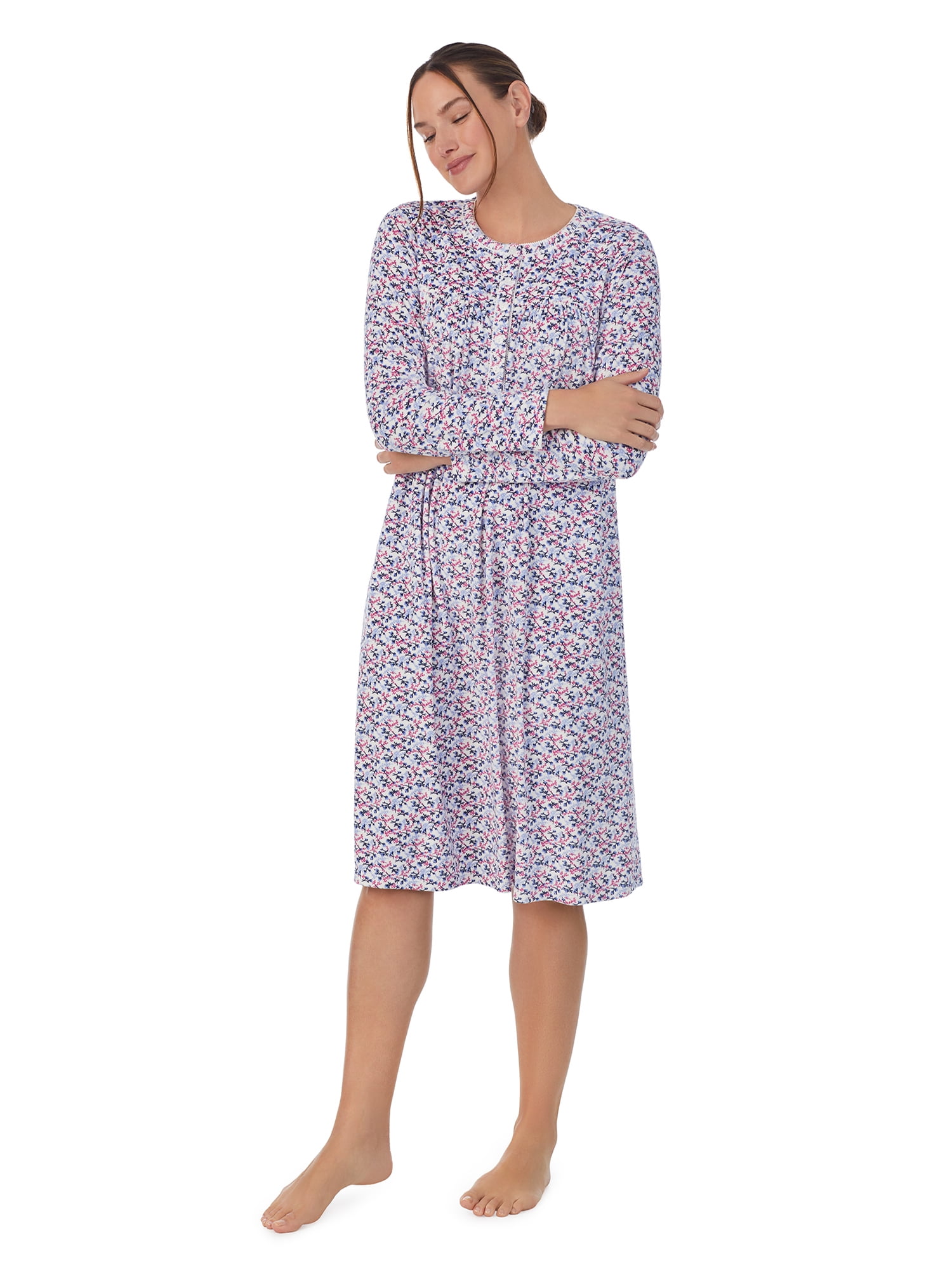 Aria Women's Knit Velour Long Sleeve Ballet Nightgown, Sizes S to 5X