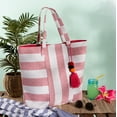 thumbnail image 6 of DII Boho Stripe Beach Bag 16x20x7",Shoulder Beach Travel Tote Bag-Red, 6 of 9