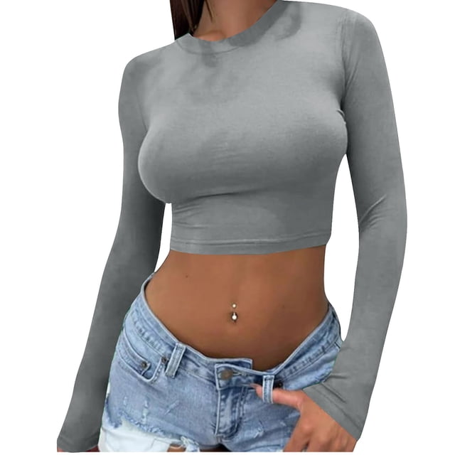 Chemise Décontractée Ajustée à Manches Longues Col en V Mode Été pour Femmes, Col Rond Confortable pour Usage Quotidien, Polyvalente et Élégante pour Printemps et Automne