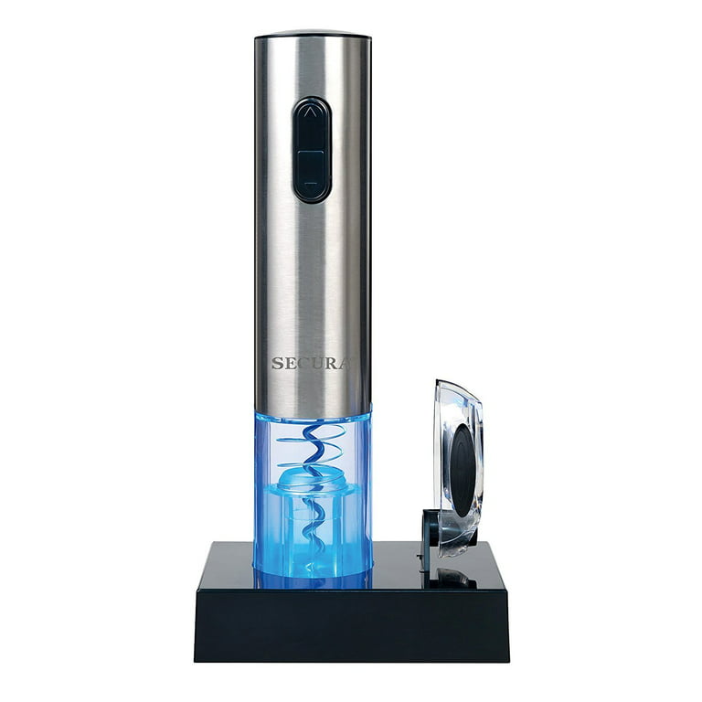 Secura Electric Wine Opener, Automatic Electric Wine Bottle Corkscrew Opener with Foil Cutter, Rechargeable (Stainless Steel) -africanbarn.com