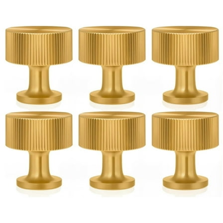6 Pcs Gold Knobs for Dressers, Cabinet, Drawer, Wardrobe, 1.1in Gold Knobs with Install Screws, Brushed Brass Finish