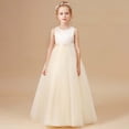 thumbnail image 2 of Letdown Flower Girl Dress for Wedding V-Back Big Bow Long Tulle Dress Sleeveless A-Line Formal Princess Gown for Party Communion Birthday Girls Dresses, 2 of 7