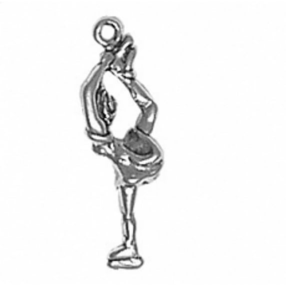Sterling Silver 18" 1mm Box Chain 3D Female Figure Ice Skater Pendant Necklace