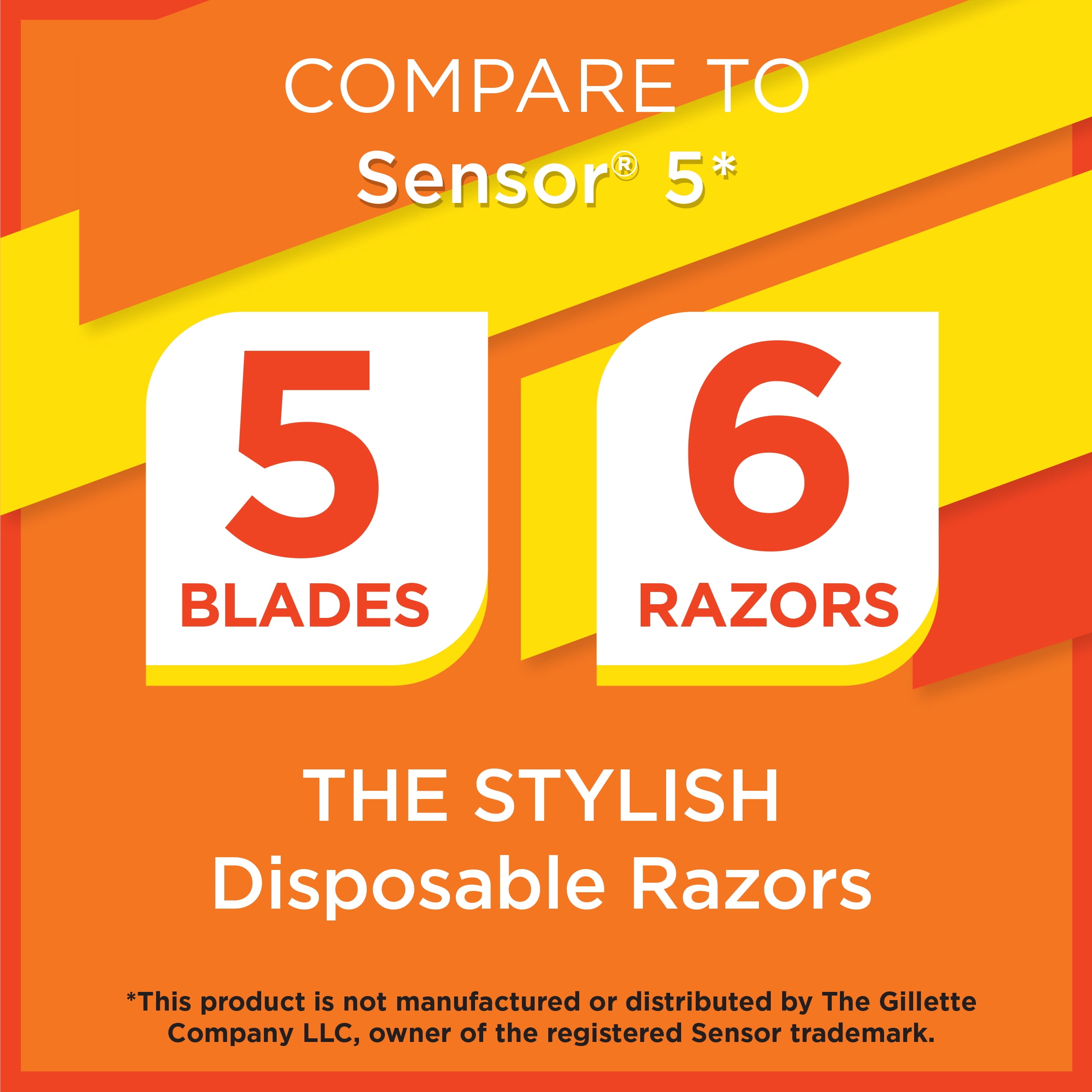 Equate Men's 5 Blade Disposable Razors with Dual Lubrication (6 Count), Compare to Sensor®5