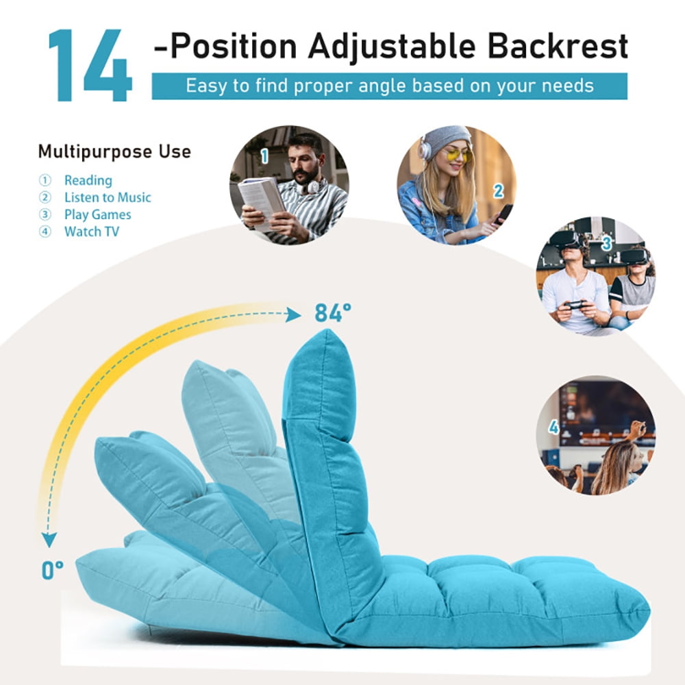Finihen Folding Lazy Sofa Chair, 14-Position Adjustable Folding Lazy Gaming Sofa, for Living Room, Bedroom, for Gaming, Reading, Light Blue Finihen Folding Lazy Sofa Chair, 14-Position Adjustable Folding Lazy Gaming Sofa, for Living Room, Bedroom, for Gaming, Reading, Light Blue