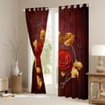 thumbnail image 3 of Homewish Rose Flower Floral Black Out Curtains, Gold Leaf Plant Curtains Pack of 2 (42x63 Each), Romantic Valentines Day Bedroom Curtains, Black Out Curtains Decor, 3 of 6
