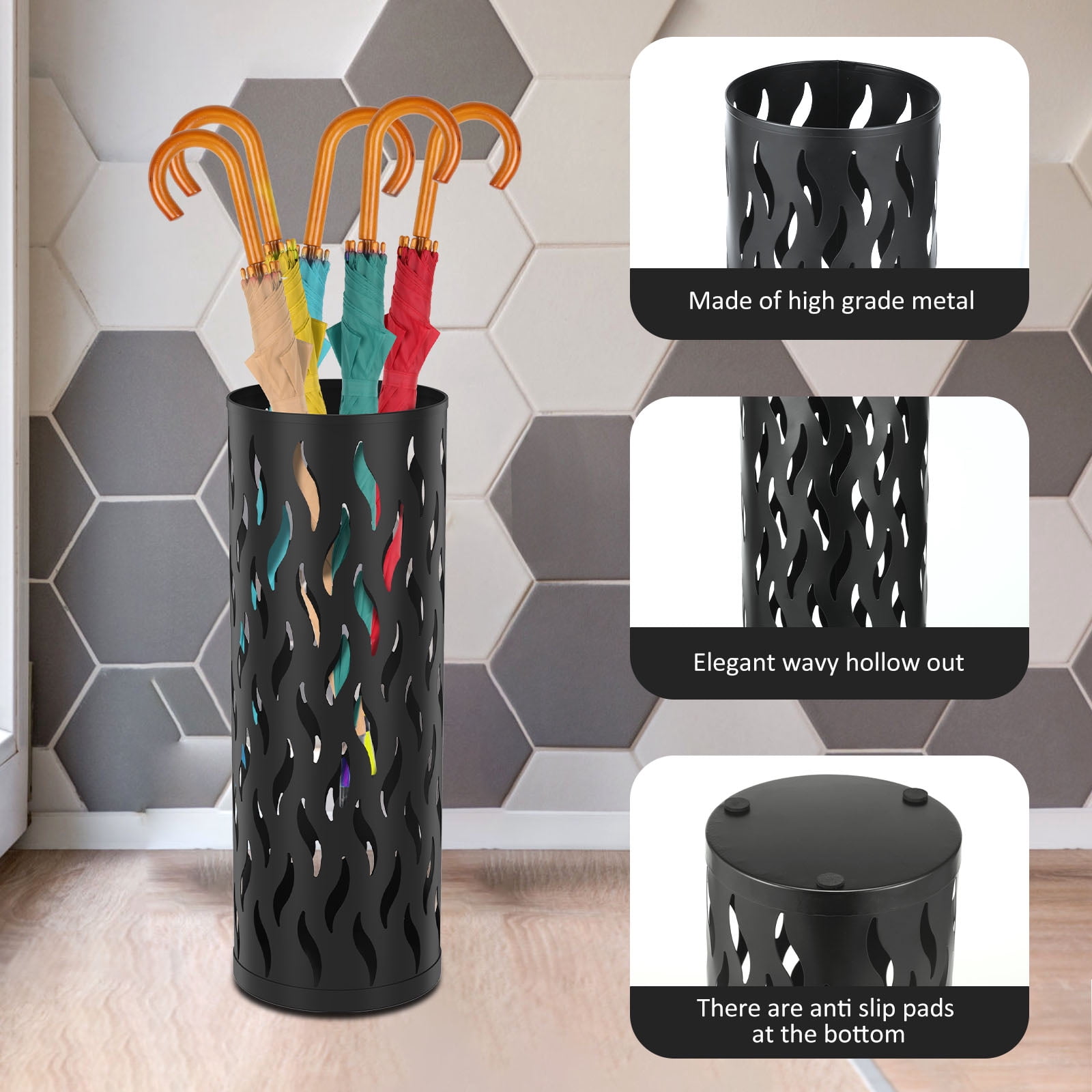 Umbrella Stand Metal Umbrella Holder Hollowed Umbrella Rack Freestanding Umbrella Stand Rack Practical Umbrella Organizer Indoor Umbrella Storage Rack for Home Entryway