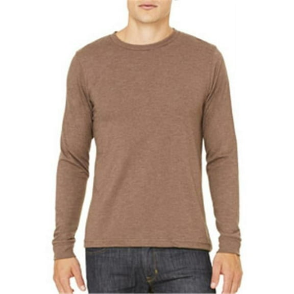 Canvas 3501 Mens Jersey Long-Sleeve T-Shirt - Heather Brown - Large