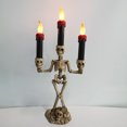 thumbnail image 3 of 3-Candle Candelabra , Flickering Halloween Smokeless Skull Electronic Candle Light for Decor Levamdar  CPB-SSW730-3, 3 of 5