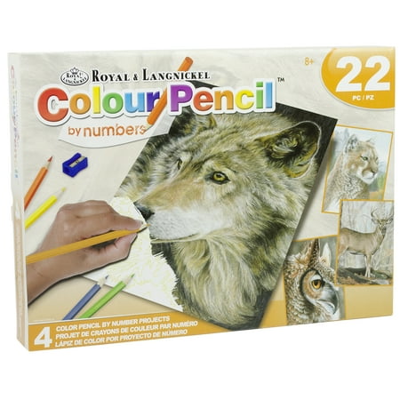 Pencil Art Set - Royal & Langnickel Art Adventure Colour Pencil By Numbers Activity Set - 4 Projects, Wildlife