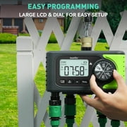 RainPoint 4-zone water timer irrigation controller, garden courtyard lawn multi-scene zone sprinkler IP65 waterproof rainy day delay/auto/manual mode (brass inlet-ITV405)